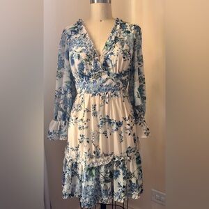 Flying Tomato Medium blue floral romantic dress